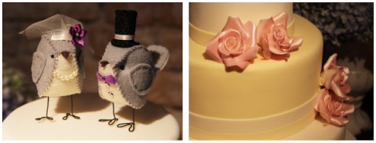 Decoração casamento bucólico - noivinhos passarinhos e detalhe bolo